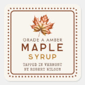 Esdoornsiroop  vierkante sticker (Voorkant)