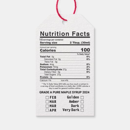 Esdoornsiroop Voedingsgraad/Seizoen Jar Neck Label Cadeaulabel (Achterkant)