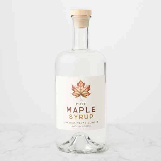 Esdoornsiroop zelfgemaakt recept likeurfles etiket (Voorkant)