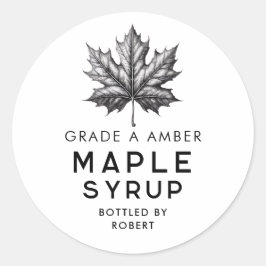 Esdoornsiroop zelfgemaakt recept ronde sticker