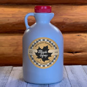 Esdoornsiroop Zwarte Blad Buffalo Plaid Kraft Ronde Sticker