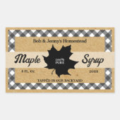 Esdoornsiroop Zwarte Buffalo Check Blad Kraftpapie Rechthoekige Sticker (Voorkant)