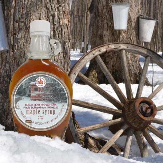 Esdoornstroop Bossen Beer emmer esdoornblad shack Ronde Sticker