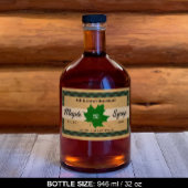 Esdoornstroop Groene Buffel Check Blad Kraft Papie Rechthoekige Sticker