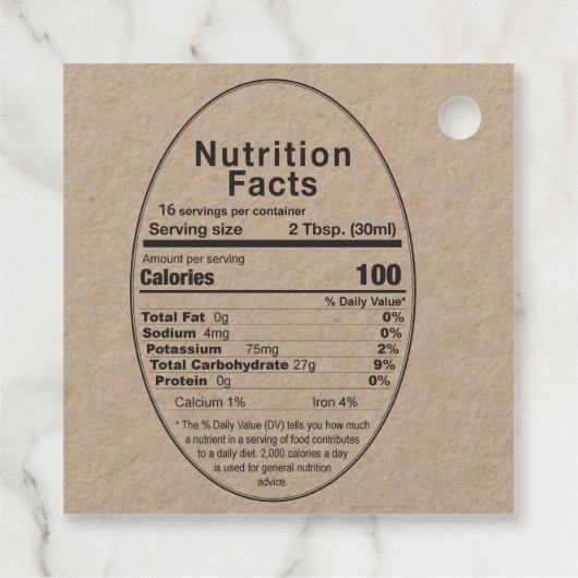 Esdoornstroop Kraft Voeding Feiten Bucket Label (Achterkant)