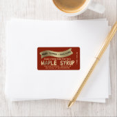 Esdoornstroop pot label met metalen gouden druiple (Insitu)