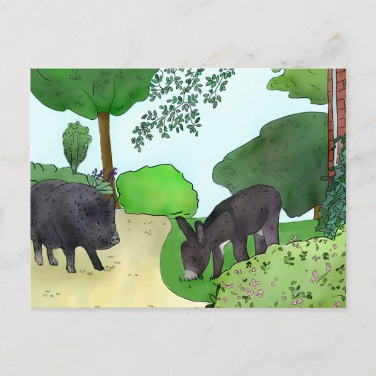 Esel und Schweinchen Briefkaart (Voorkant)
