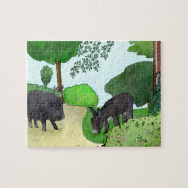 Esel und Schweinchen Puzzle Legpuzzel