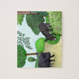 Esel und Schweinchen Puzzle Legpuzzel