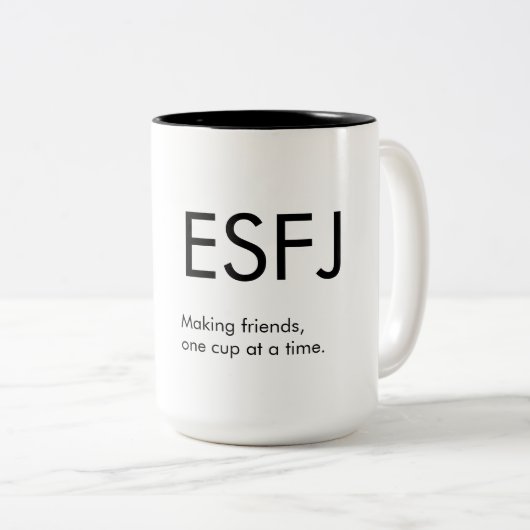 ESFJ Making friends Mug Gift Tweekleurige Koffiemok (Voorkant rechts)