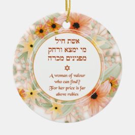 Eshet Chayil Woman of Valor Flowers Keramisch Ornament