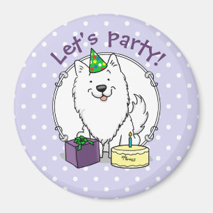 Eskie Happy Birthday Party American Eskimo Dog Magneet