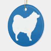 Eskie op Blauw Ornament (Links)