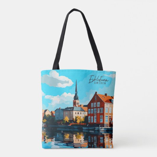 Eskilstuna Zweden  kunst reisillustratie Tote Bag (Achterkant)