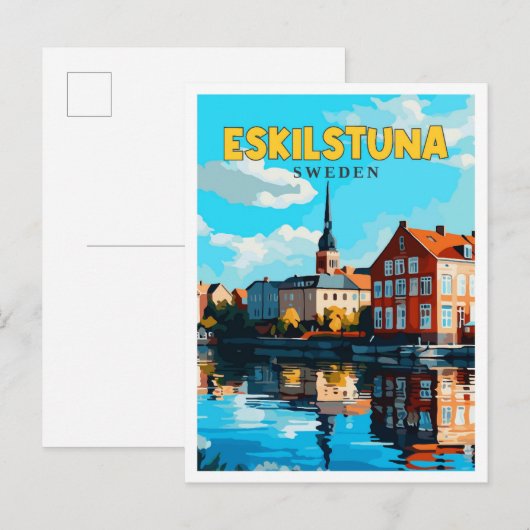 Eskilstuna Zweden vintage reisillustratie Briefkaart (Voorkant / Achterkant)