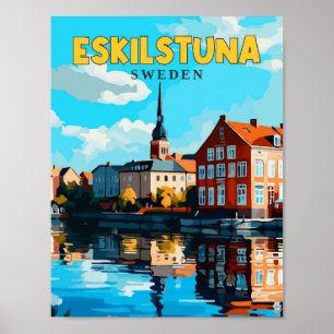 Eskilstuna Zweden vintage reisillustratie Poster