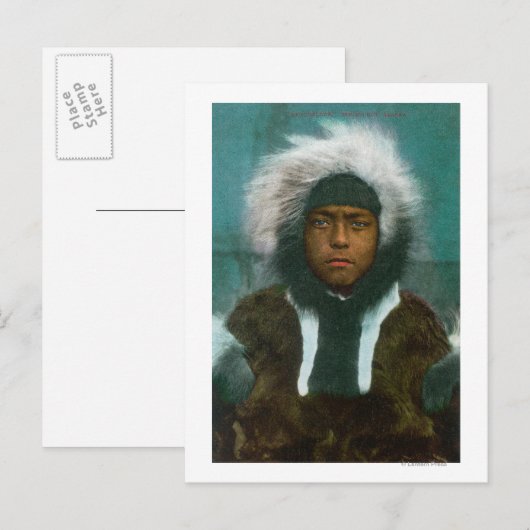 Eskimo Boy genaamd "Menadelook" Briefkaart (Voorkant / Achterkant)