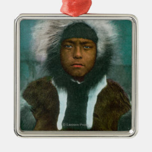 Eskimo Boy genaamd "Menadelook" Metalen Ornament