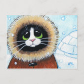 Eskimo Cat en Igloo | Briefkaart voor kunstdieren (Voorkant)