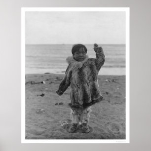 Eskimo Child on Alaska Beach 1906 Poster