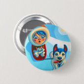 Eskimo Dog Ronde Button 5,7 Cm (Voorkant /achterkant)