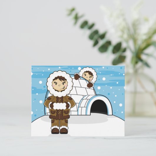 Eskimo en Igloo Briefkaart (Staand voorkant)