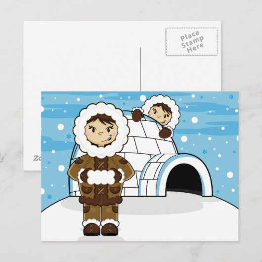Eskimo en Igloo Briefkaart (Voorkant / Achterkant)