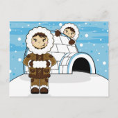 Eskimo en Igloo Briefkaart (Voorkant)