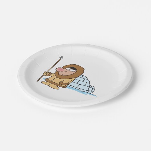 Eskimo en Igloo Papieren Bordje (Gekanteld)