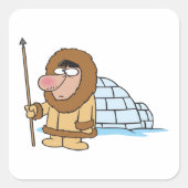 Eskimo en Igloo Vierkante Sticker (Voorkant)