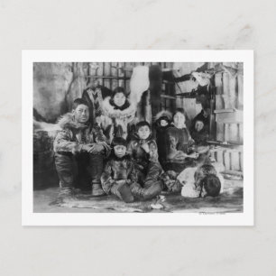 Eskimo Familie in de Foto van de Iglo van de Briefkaart