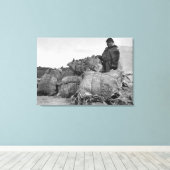 Eskimo Fur Dealer in Nome, Alaska-foto Canvas Afdruk (Insitu (Houten vloer))