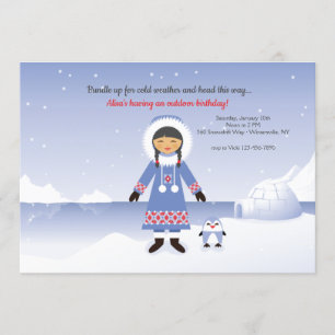 Eskimo Girl Birthday Party Kaart