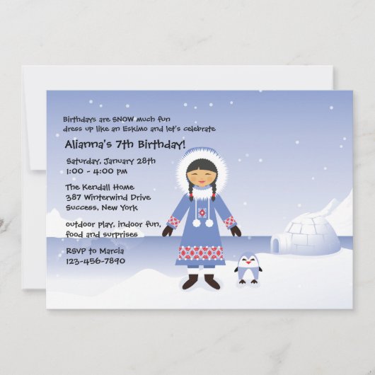 Eskimo Girl Invitation Kaart (Voorkant)