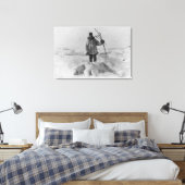 Eskimo Hunter met foto van Polar Beer Canvas Afdruk (Insitu (Slaapkamer))