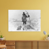 Eskimo Hunter met foto van Polar Beer Canvas Afdruk (Insitu (Woonkamer))