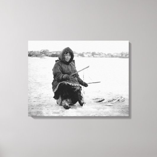 Eskimo Ice Vist in Nome, Alaska-foto Canvas Afdruk (Voorkant)