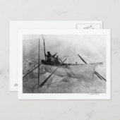 Eskimo in Boat gemaakt met Skins genaamd Omiak Briefkaart (Voorkant / Achterkant)