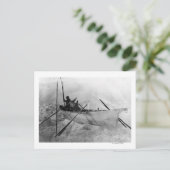 Eskimo in Boat gemaakt met Skins genaamd Omiak Briefkaart (Staand voorkant)