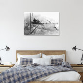 Eskimo in Boat gemaakt met Skins genaamd Omiak Canvas Afdruk (Insitu (Slaapkamer))