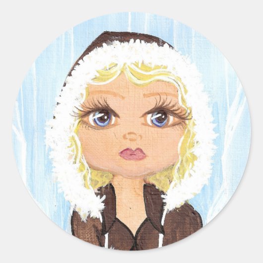 Eskimo in ijskwartaal ronde sticker (Voorkant)