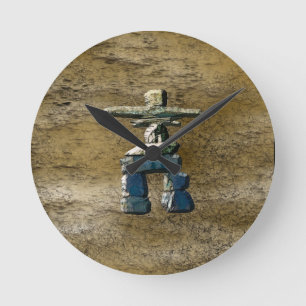Eskimo Inukshuk & Rock Texture Clock Ronde Klok