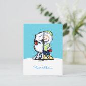 Eskimo Kisses Winter Briefkaart (Staand voorkant)