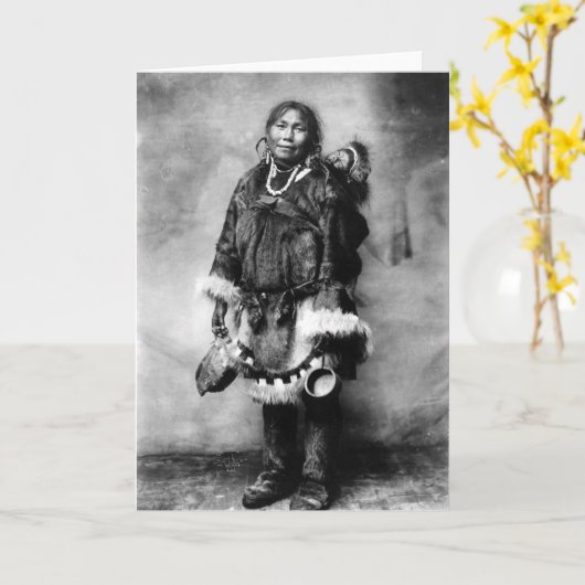 Eskimo moeder en kind kaart (Gele Bloem)