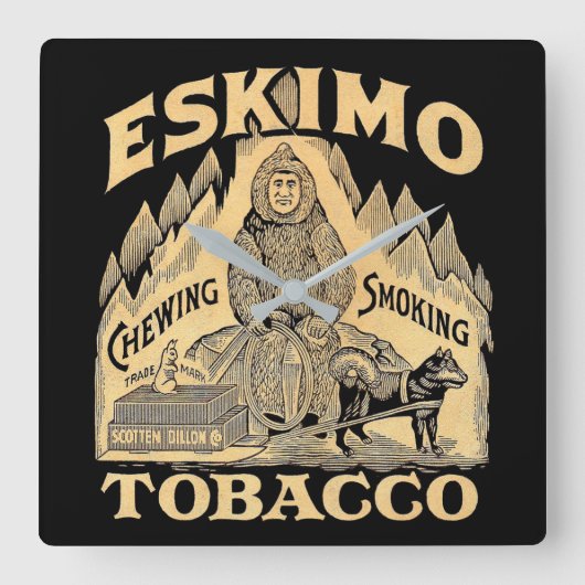 Eskimo Tobacco Vierkante Klok (Voorkant)