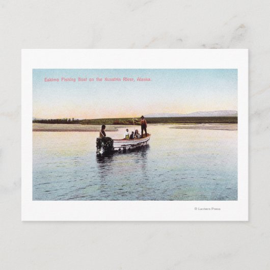 Eskimo Vist Boat op de rivier Briefkaart (Voorkant)