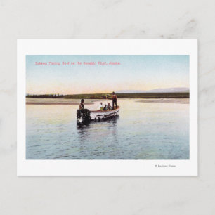 Eskimo Vist Boat op de rivier Briefkaart