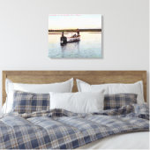 Eskimo Vist Boat op de rivier Canvas Afdruk (Insitu (Slaapkamer))