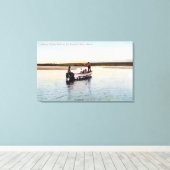 Eskimo Vist Boat op de rivier Canvas Afdruk (Insitu (Houten vloer))