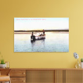 Eskimo Vist Boat op de rivier Canvas Afdruk (Insitu (Woonkamer))